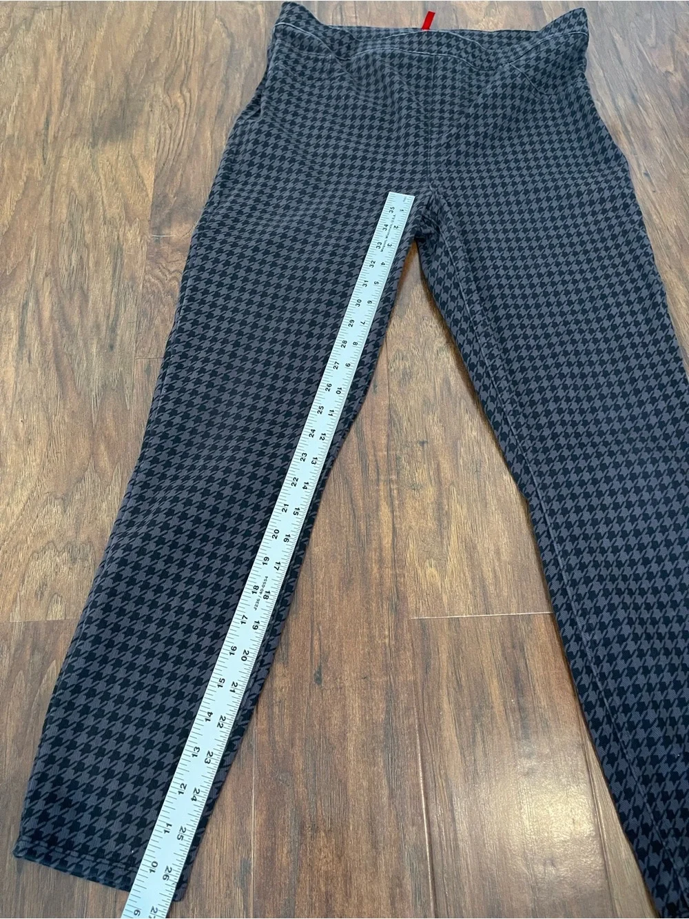 Spanx Jeanish Ankle Leggings Houndstooth Black Gray Size XL